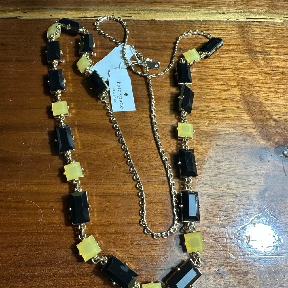 Kate Spade Black and Yellow Rectangular Necklace 19" drop